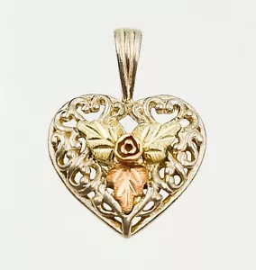 Landstrom’s Black Hills Gold 10k & Sterling Silver Multi-Color Heart Pendant - Picture 1 of 4
