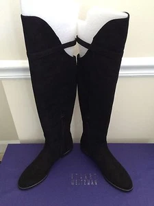 $695 Nuevas en caja Stuart Weitzman Needaride Gamuza Sobre la Rodilla Bota Negra Talla 7 - Imagen 1 de 8