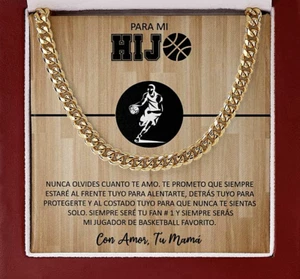 Regalo Para Hijo de Mamá Jugador Baloncesto Cadena Cubana 14K Cumpleaños Navidad - Imagen 1 de 29