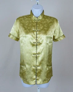 VTG 1960s 70s SILVER LAKE SILK BLEND ORIENTAL TOP NEW IN BAG LARGE FROG BUTTONS - Picture 1 of 12