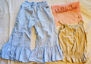 Matilda Jane Sz 4 Serendipity Blue Moonlight Chambray Big Ruffles- EUC - Picture 1 of 4