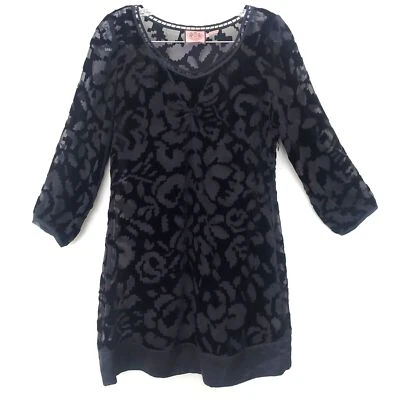 Платье-туника Juicy Couture размер 2 черное бархатное выгорание прозрачное с бисером  - Изображение 1 из 4