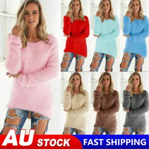 Women Winter Warm Fluffy Sweater Teddy Bear Knitted Jumper Casual Pullover Tops - Picture 1 of 23