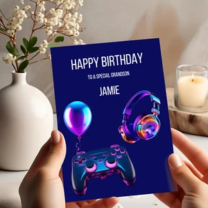 Personalised Gamer Birthday Card For Son, Grandson, Brother, Nephew, Boy - Picture 1 of 6