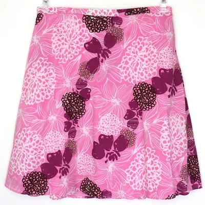 Jaclyn Smith Pink & Purple Floral Midi Skirt Plus Size 1X Lined Side Zip Cotton - Image 1 of 4