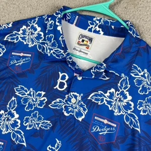 Reyn Spooner Dodgers Floral Cooperstown Collection Polo Shirt Men's Size Large - Picture 1 of 8