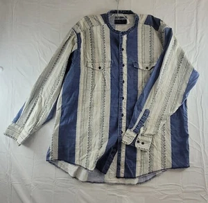 Wrangler Shirt Men's XL X Long Tails Collarless Pinstripe Vintage Brushpopper  - Picture 1 of 10