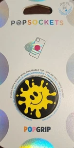 Popsockets Splat Peinture Éclaboussures Smiley Jaune Noir Pop Pop Douille - Photo 1 sur 2