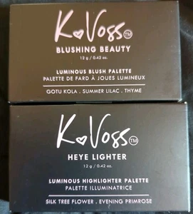 K. Voss Heye Lighter Luminous Highlighter Palette 0.42 oz & Blushing Beauty Free - Picture 1 of 4