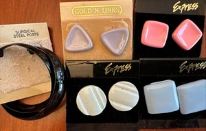 Lot de 5 paires de boucles d'oreilles vintage plastique rétro années 80 90 colorées NEUVES ! 705 - Photo 1/5