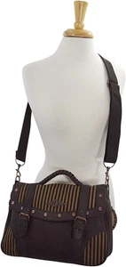 Bolso de Mano Lost Queen Marrón a Rayas con Correa para Hombros - Steampunk - Imagen 1 de 7