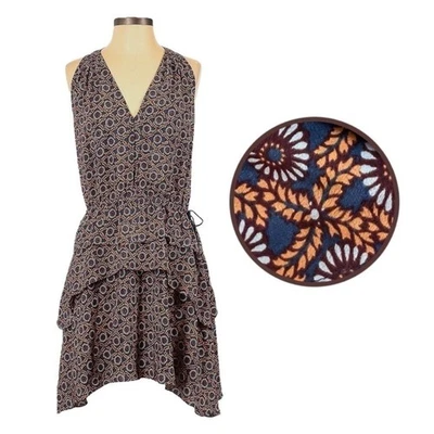 Derek Lam 10 Crosby Silk Sleeveless Tiered Dress Geometric Floral Tassel Size 4 - Image 1 of 4