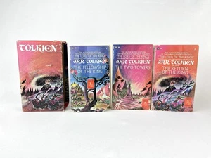 Vtg Lord of the Rings JRR Tolkien 1970 Ballantine Dolphin Book Box Set Paperback - Foto 1 di 15