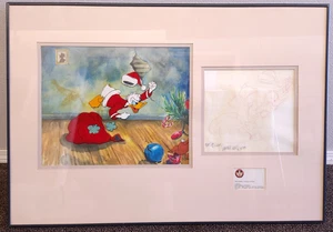 Framed Ralph Kent Disneyana Signed 1993 Donald Duck Drawing 1991 w/ painted Cel - Picture 1 of 19