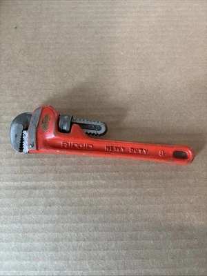 VINTAGE RIDGID HEAVY DUTY THE RIDGE TOOL ELYRIA O 8” PIPE WRENCH NICE CONDITION! - Image 1 of 4
