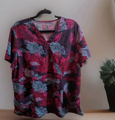 UA Flex2 Leaf Pattern 3 Pocket Scrub Lab Top XL Excellent! - Image 1 of 4