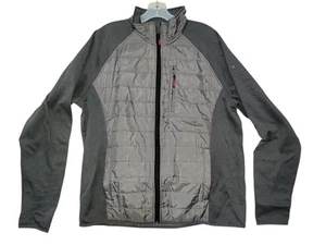 Orvis Jacket Men Large Gray Mixed Media Performance Quilted Full Zip Lightweight - Picture 1 of 14