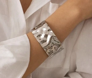 Sterling Silver Stainless Steel 18 Kt Gold Plated Bangle - Picture 1 of 2