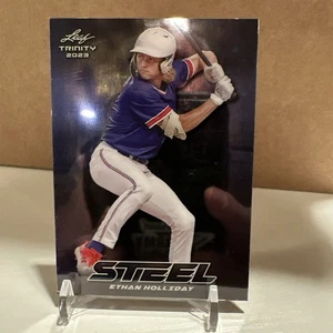 2023 Leaf Trinity Steel Blue Sparkle Ethan Holiday /99 Rockies 1st Rd Draft Pick - Picture 1 of 3
