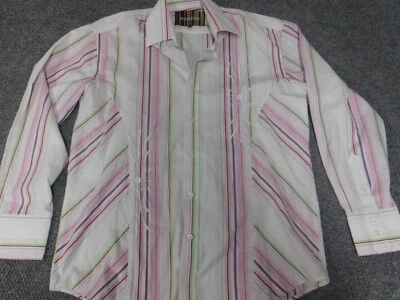 Manzini Mens Shirt Large striped Button Down - Image 1 of 4