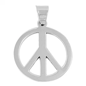 925 Sterling Silver Peace Sign Pendant - High Polish - 25 MM - Picture 1 of 3