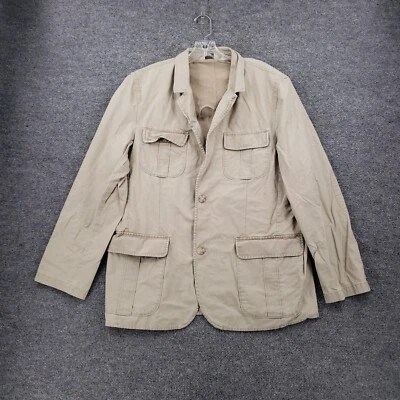 LL Bean Blazer Para Hombres 44 Caqui Chaqueta de Campo Utilidad Bolsillo Abrigo Safari Dos Botones Foto 1 de 4