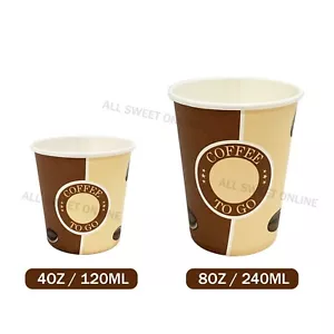 4oz 8oz 120ml 240ml Disposable Paper Espresso Coffee Cups Coffee Takeaway BULK - Picture 1 of 14