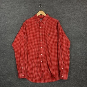 Ralph Lauren Mens Shirt XL Red Check Long Sleeve Button Down Custom Fit Pony - Picture 1 of 17