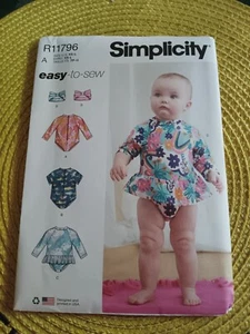 Simplicity R11796 Babies' Swimsuit w Rash Guard & Headband Sz XS-L UNCUT S9796 - Picture 1 of 2
