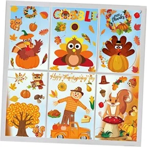 Thanksgiving Fall Window Clings Decorations, 10 Sheets Thanksgiving Window - Picture 1 of 8