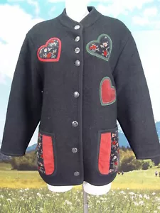 JULIUS LANG schwarze dicke Walkjacke Leder Besatz Janker Trachten Jacke Gr.38 - Bild 1 von 6