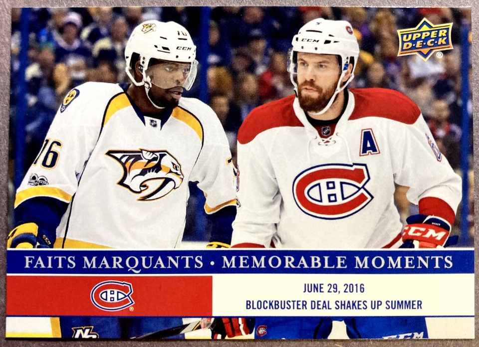 2017-18 UD Memorable Moments #MC-8 P.K. Subban & Shea Weber Montreal Canadiens - Image 1 of 1