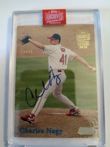 2019 Topps Archives Signature Series Charles Nagy /44 1998 Topps Stadium Club - Imagen 1 de 2