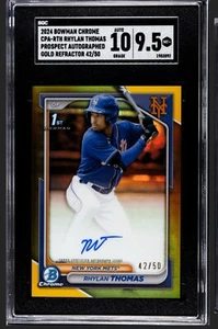 2024 Bowman Chrome 1st Rhylan Thomas Gold Refractor /50 #CPA-RTH Mets GM 9.5 - Picture 1 of 2