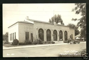 Petaluma photo postcard Post Office Car Sonoma California 40s - Picture 1 of 1