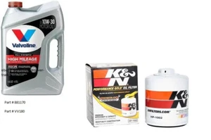 Valvoline 10W30 Full Synthetic High Mileage Motor Oil - 5 Qt's w/K&N Oil Filter - Picture 1 of 1