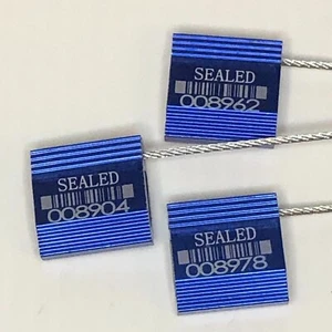 Sigilli di sicurezza blu con cavo da 12", 89 pezzi codice a barre numerato - scatola aperta - Foto 1 di 4