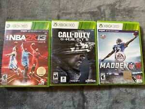 Pre owned Xbox 360 Video Games 3pc Lot (Call Of Duty ghost, Madden 16 & NBA2k13)
