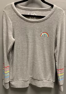 $85 Nuevo con etiquetas Marca Chaser Gris Liso con Manga Arco Iris y Gráfico de Pecho Talla M - Imagen 1 de 7