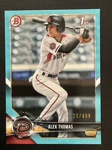 Alek Thomas 2018 1st Bowman Sky Blue Border Parallel Card BD-155 Serial #/499 - Bild 1 von 3