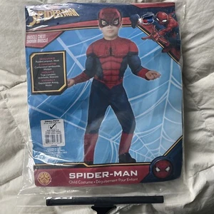 Marvel Child Spiderman Costume Size Small 3-4 Years Padded Jumpsuit & Mask - Picture 1 of 3