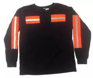 Low Pro Enhanced Visibility Reflective Long Sleeve T-Shirt, Navy w/Orange Stripi - Picture 1 of 8