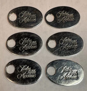 Set Of Six Sax Fifth Avenue Sterling Silver Luggage Tags Charms Label No Mono - Picture 1 of 7