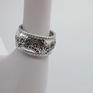 JAI 925 Silver Women's Engraved Ring Size 11 - Picture 1 of 6