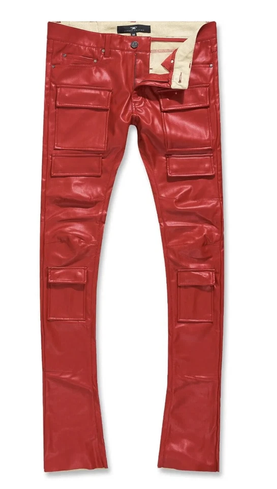 Jeans Jordan Craig vermelho PU empilhado - Imagem 1 de 2