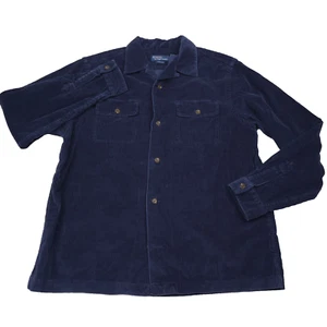 $198 Polo Ralph Lauren Azul Calce Clásico Pana Cuello de Campamento Camisa Para Hombres Talla XL - Imagen 1 de 8