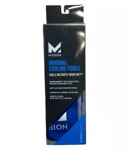 Mission Original Cooling Towel Chemical Free UPF50 Reusable Blue 10" x 33" - Picture 1 of 2