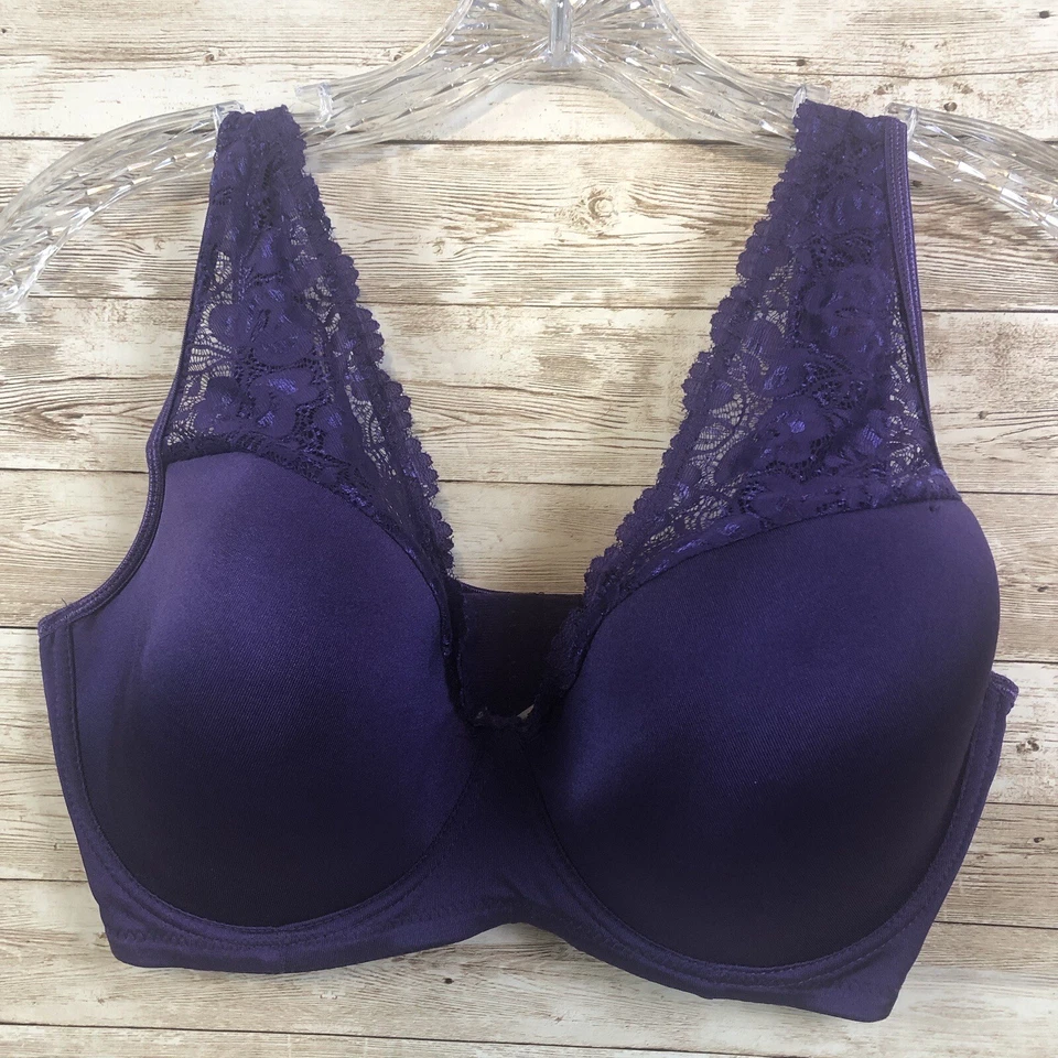 Angelina Padded Bra 38DD Purple Underwire Lace Trim Comfort Straps - Image 1 of 4