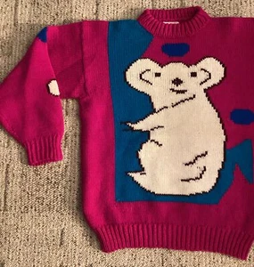 Princess Diana Koala Replica Sweater 100% Wool Made In Peru Size Medium Vtg80s - Picture 1 of 9