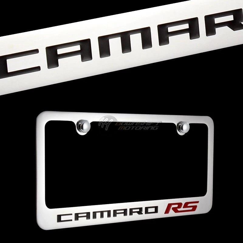 CHEVROLET CAMARO RS Chrome Brass Metal License Plate Frame  w/ Screw Caps NEW!! - Image 1 of 1